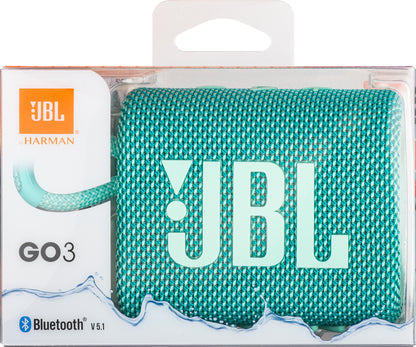 JBL GO 3 Portable Bluetooth Speaker, 4.2W, Pro Sound, Waterproof, Turquoise JBLGO3TEAL 