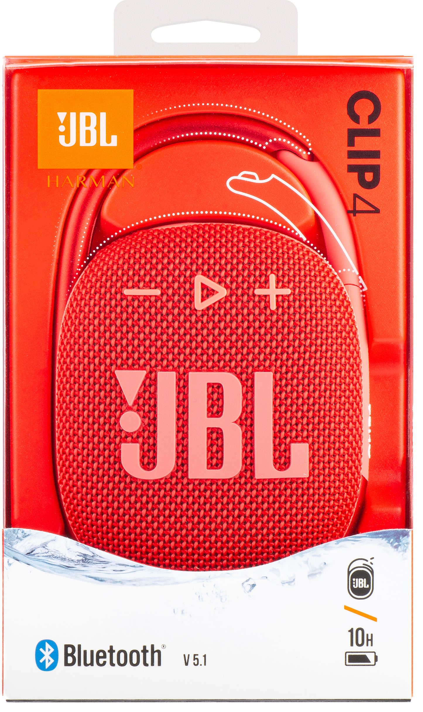 Portable Bluetooth Speaker JBL Clip 4, 5W, Pro Sound, Waterproof, Red JBLCLIP4RED