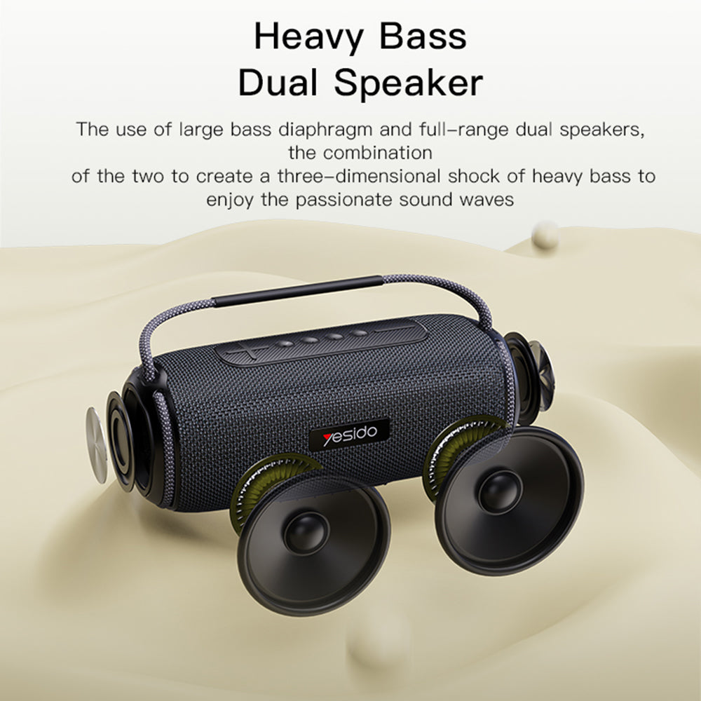 Yesido YSW11 Portable Bluetooth Speaker, 40W, RGB, Waterproof, Black