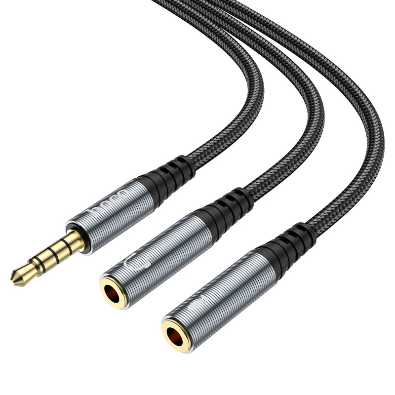 Audio Adapter 3.5mm - 2 x 3.5mm HOCO UPA21-2, 0.25m, Black
