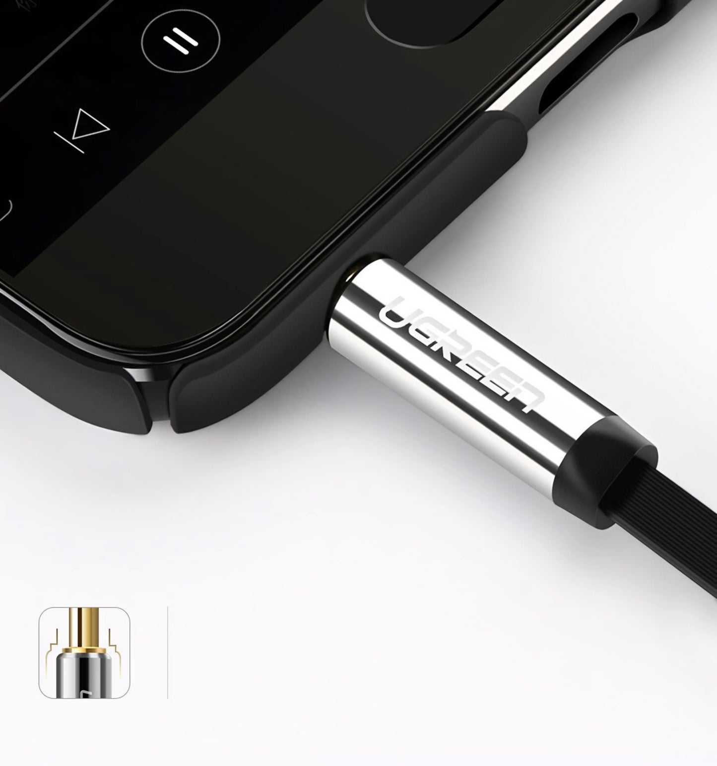 UGREEN AV119 Angled 3.5mm - 3.5mm Audio Cable, 5m, Black