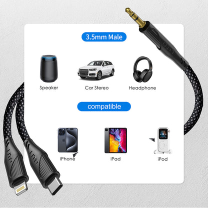 USB-C to 3.5mm Lito LA02 Audio Cable, 1m, Black