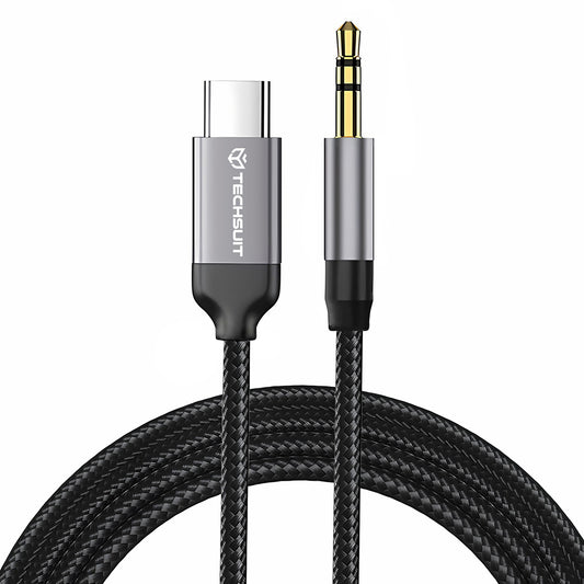 USB-C to 3.5mm Techsuit AC9 SoundShell Audio Cable, 1.5m, Gray