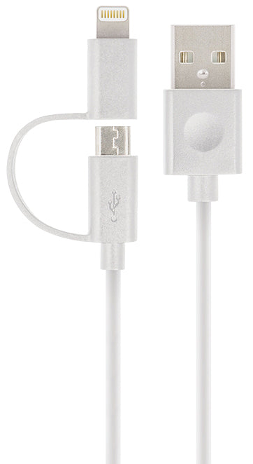 Forever MFi USB-A - Lightning / microUSB Data and Charging Cable, 18W, 1m, White