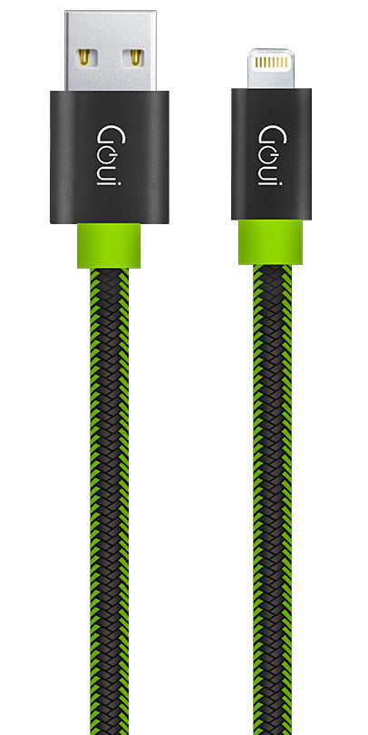 USB-A - Lightning Data and Charging Cable Goui Fashion Flat, 18W, 1m, Green G-LC8PINFBF-GK