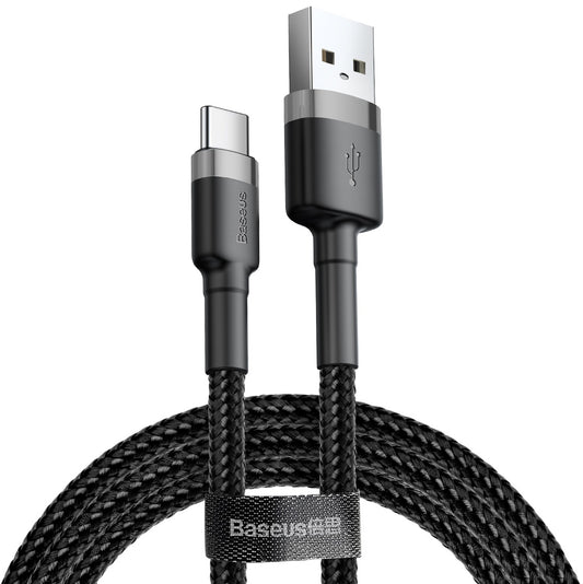 Baseus Cafule USB-A - USB-C Data and Charging Cable, 18W, 1m, Gray CATKLF-BG1