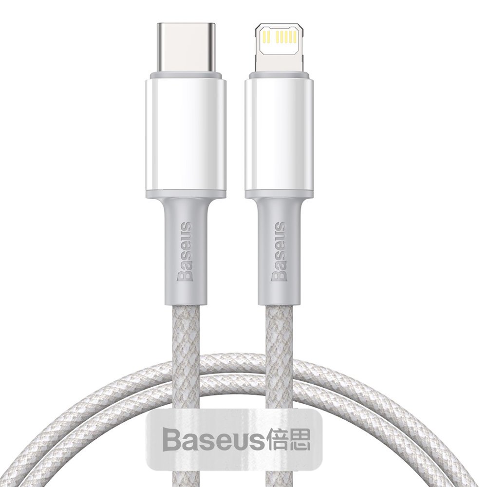 USB-C Data and Charging Cable - Lightning Baseus High Density Braided, 20W, 1m, White CATLGD-02