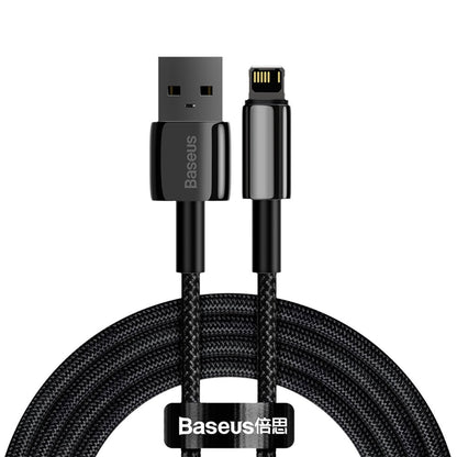 USB to Lightning Data and Charging Cable Baseus Tungsten Gold, 2m, 2.4A, Black CALWJ-A01