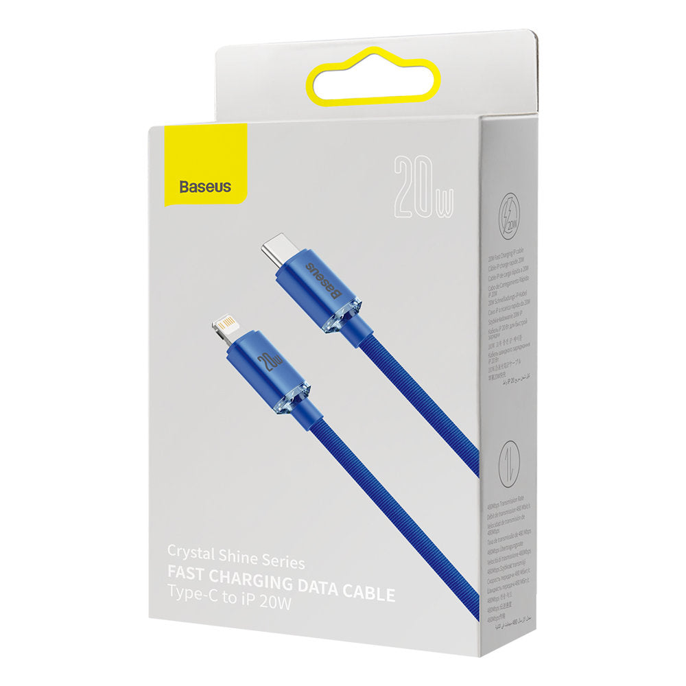 Data and Charging Cable USB-C - Lightning Baseus Crystal Shine Series, 20W, 2m, Blue CAJY000303