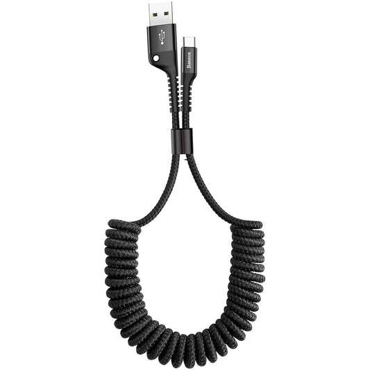 Baseus Fish Eye Spring USB-A - USB-C Data and Charging Cable, 18W, 1m, Black CATSR-01