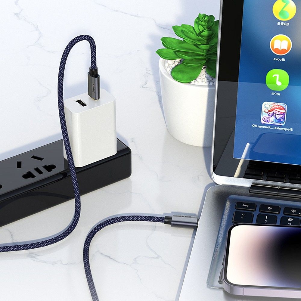 USB-C Data and Charging Cable - USB-C HOCO U134, 240W, 1.8m, 1.8m, Blue 