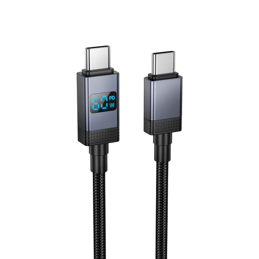 USB-C Data and Charging Cable - USB-C HOCO X118 Display, 60W, 1m, Black
