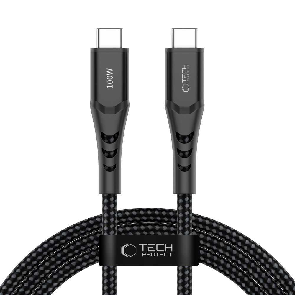 USB-C Data and Charging Cable - USB-C Tech-Protect UB11T Ultraboost, 100W, 2m, Black