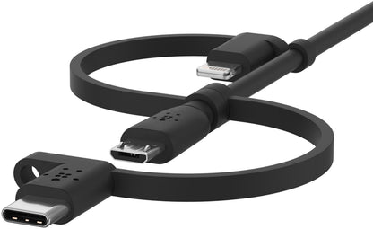 Belkin BoostCharge USB-A to Lightning / microUSB / USB-C Data and Charging Cable, 15W, 1m, Black CAC001bt1MBK