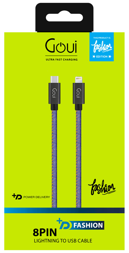 USB-C - Lightning Data and Charging Cable Goui Fashion, 18W, 1m, Navy Blue G-FASHIONC94JB