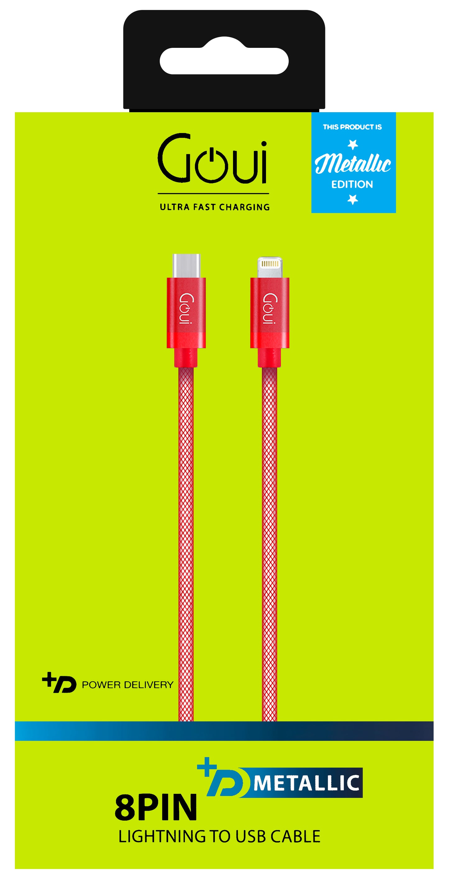 USB-C - Lightning Data and Charging Cable Goui Metallic, 18W, 1m, Red G-METALLICC94-R