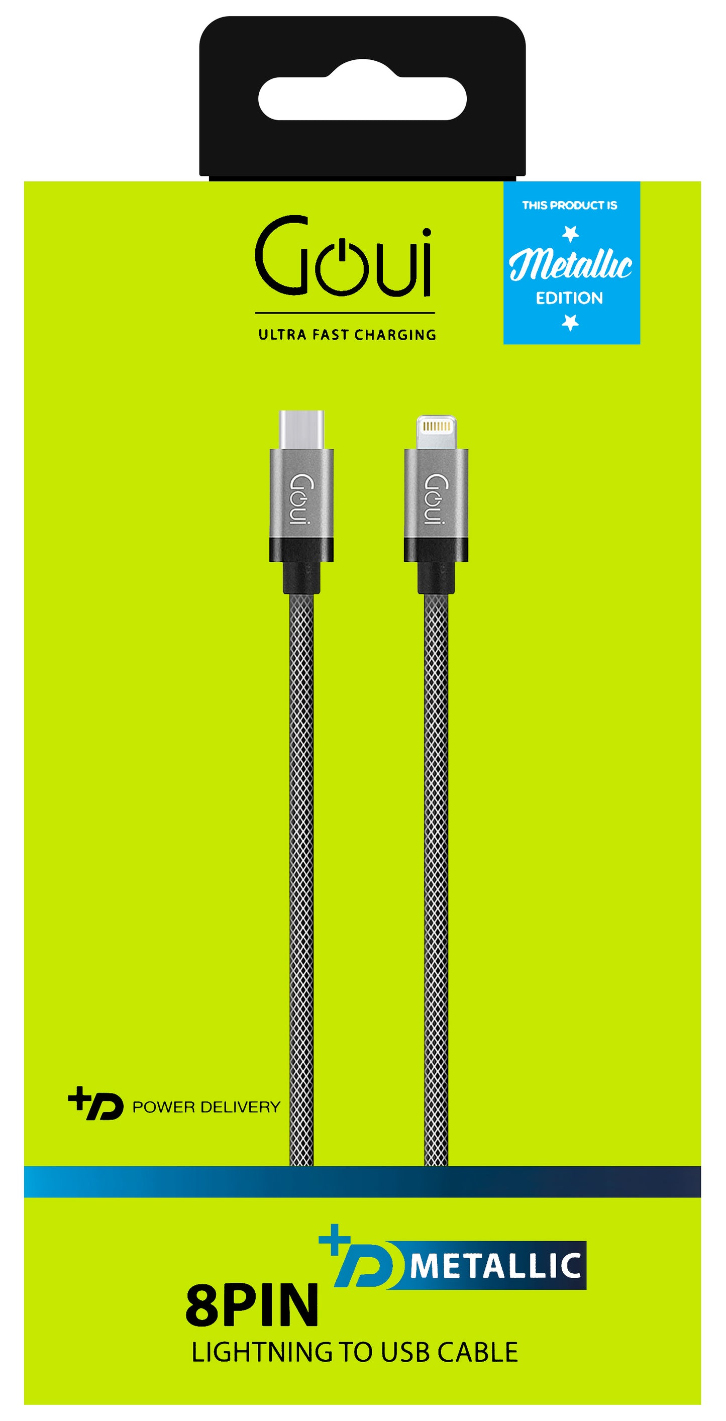 USB-C - Lightning Data and Charging Cable Goui Metallic, 18W, 1m, Grey G-METALLICC94S