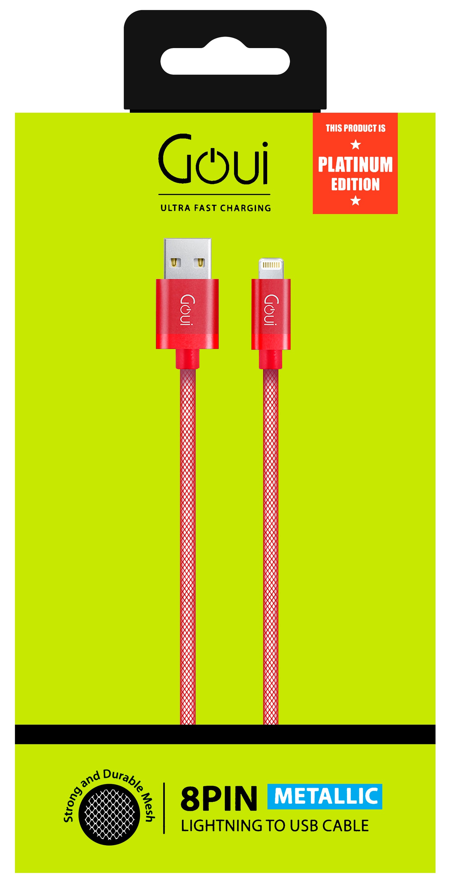 USB-A - Lightning Data and Charging Cable Goui Metallic, 18W, 1m, Red G-LC8PIN-02R