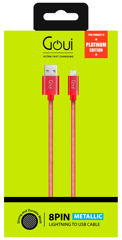 USB-A - Lightning Data and Charging Cable Goui Metallic, 18W, 1m, Red G-LC8PIN-02R