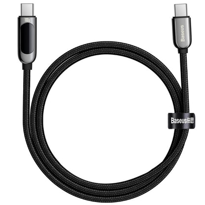 Data and Charging Cable USB-C - USB-C Baseus Display, 100W, 1m, Black CATSK-B01