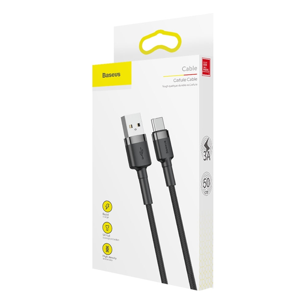 USB-A - USB-C Data and Charging Cable Baseus Coffee, 18W, 0.5m, Black CATKLF-AG1