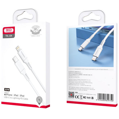 USB-C Data and Charging Cable - Lightning XO Design TK04, 20W, 1m, White