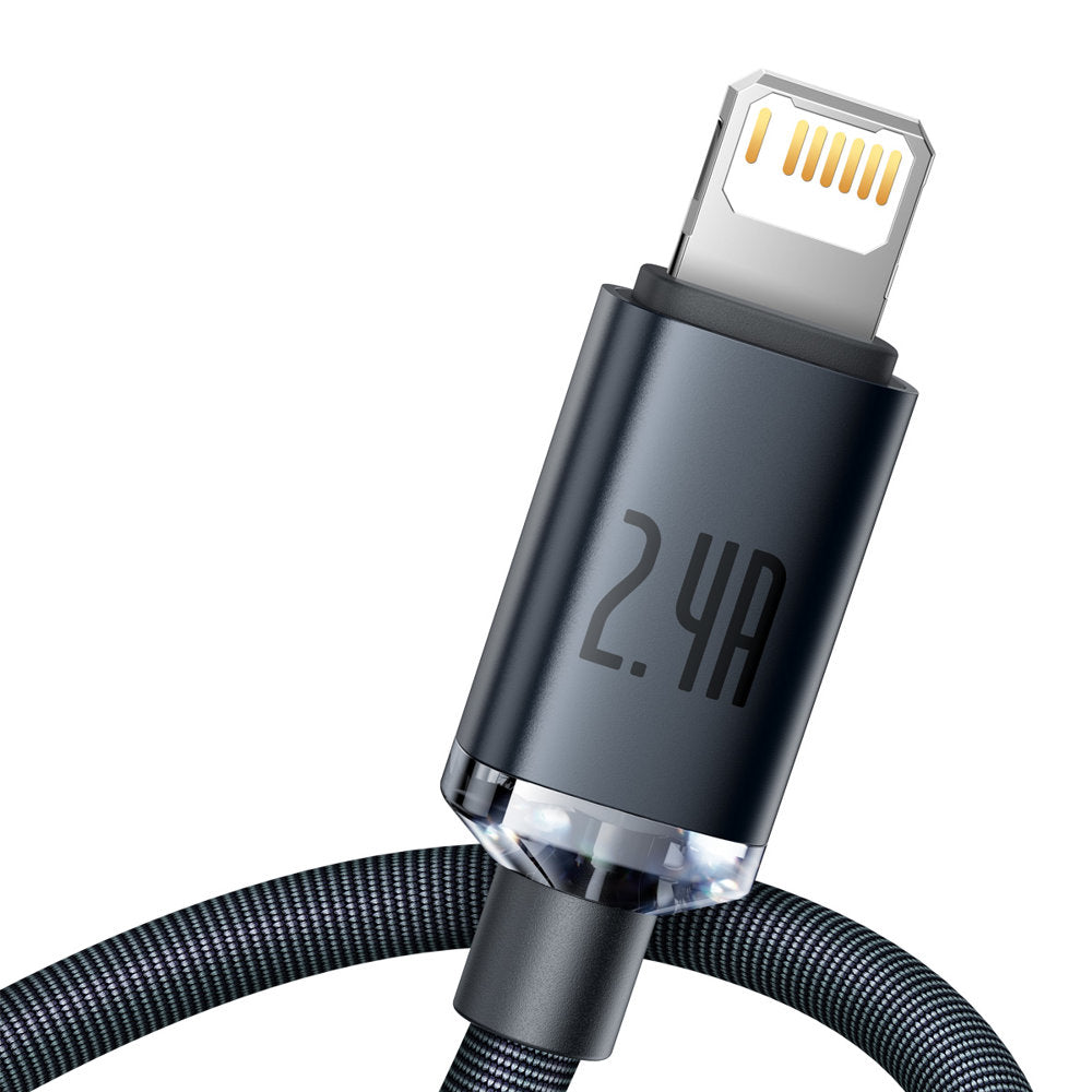 USB-A Data and Charging Cable - Lightning Baseus Crystal Shine Series, 18W, 2m, Black CAJY000101