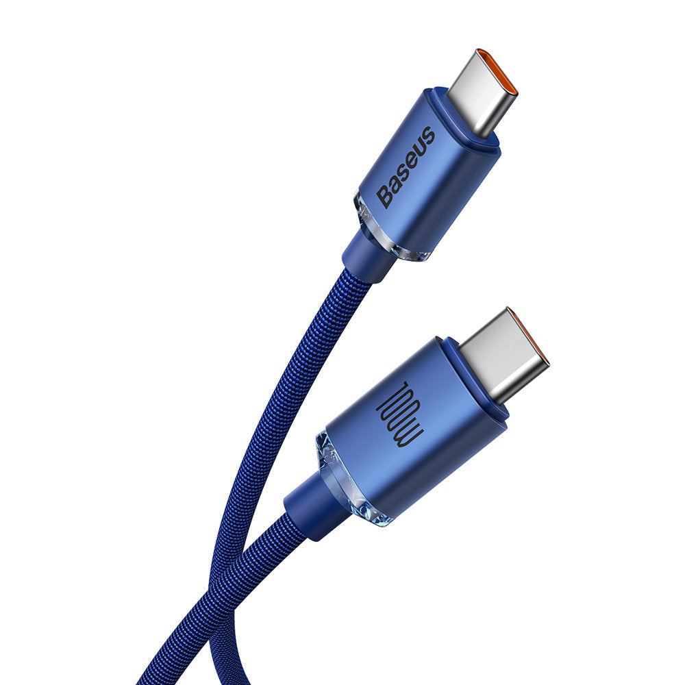 Data and Charging Cable USB-C - USB-C Baseus Crystal Shine Series, 100W, 2m, Blue CAJY000703