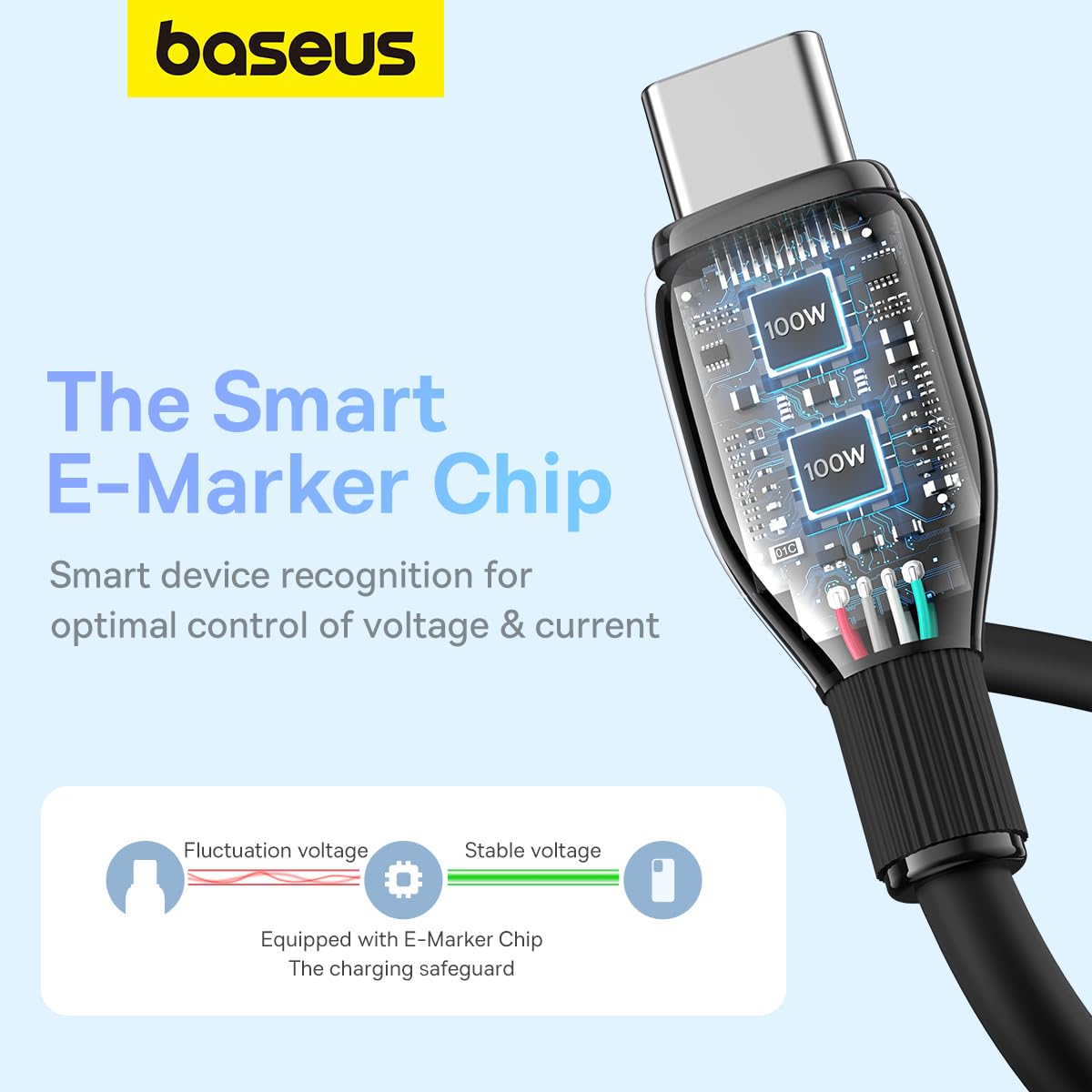 USB-C - USB-C Baseus Pudding Data and Charging Cable, 100W, 1.2m, Black P10355702111-00