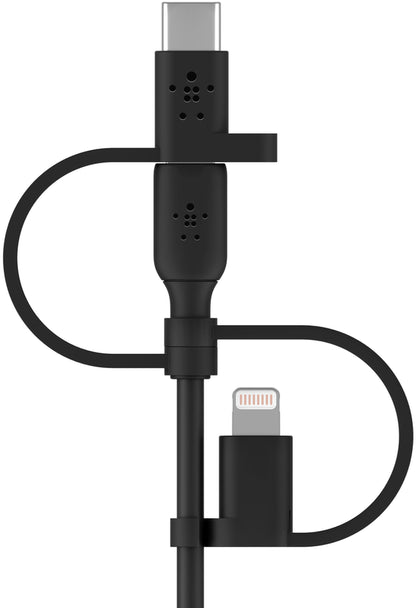 Belkin BoostCharge USB-A to Lightning / microUSB / USB-C Data and Charging Cable, 15W, 1m, Black CAC001bt1MBK