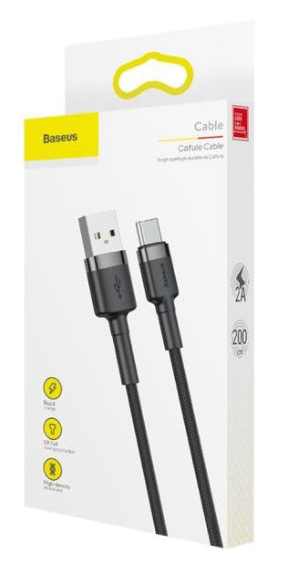 USB-A - USB-C Data and Charging Cable Baseus Coffee, 18W, 2m, Gray CATKLF-CG1