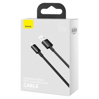 Baseus Superior Series USB-A - USB-C Data and Charging Cable, 66W, 1m, Black CATYS-01