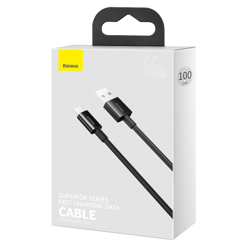 Data and Charging Cable USB-A - USB-C Baseus Superior, 66W, 2m, Black CATYS-A01