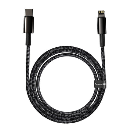 Data and Charging Cable USB-C - Lightning Baseus Tungsten Gold, 20W, 2m, Black CATLWJ-A01