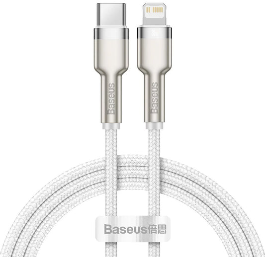 Data and Charging Cable USB-C - Lightning Baseus Cafule Metal Series, 20W, 1m, White CATLJK-A02