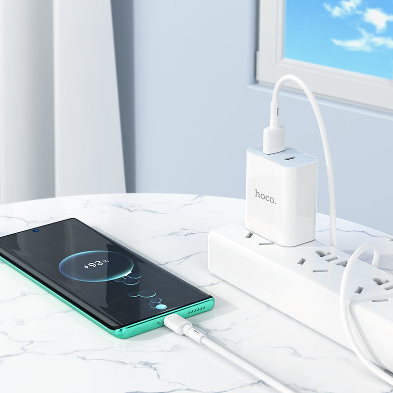 USB-A to USB-C Data and Charging Cable HOCO X83 Victory, 20W, 1m, White