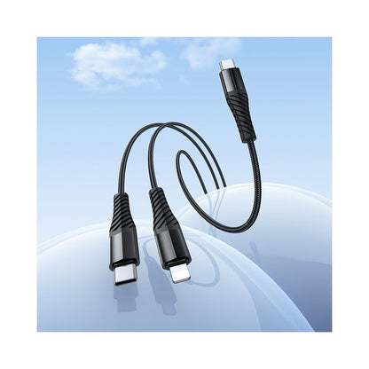 USB-C - Lightning / USB-C HOCO X123 Charging Cable, 10W, 1m, Black