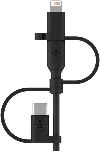 Belkin BoostCharge USB-A to Lightning / microUSB / USB-C Data and Charging Cable, 15W, 1m, Black CAC001bt1MBK