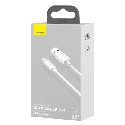 Baseus Simple Wisdom USB-A - Lightning Data and Charging Cable, 18W, 1.5m, Set of 2 pieces, White TZCALZJ-02