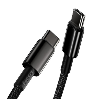 Data and Charging Cable USB-C - USB-C Baseus Tungsten Gold, 100W, 2m, Black CATWJ-A01