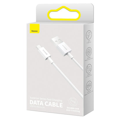 Data and Charging Cable USB-A - microUSB Baseus Superior Series, 18W, 1m, White CAMYS-02