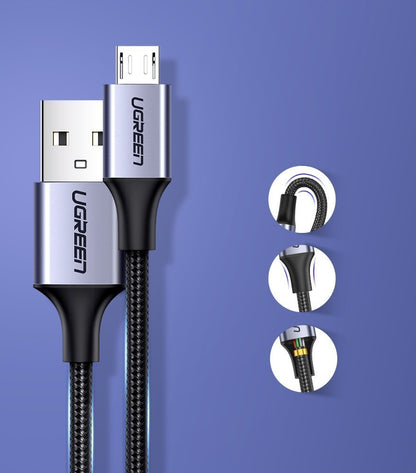 USB-A to microUSB Data and Charging Cable UGREEN US290, 18W, 2m, Black