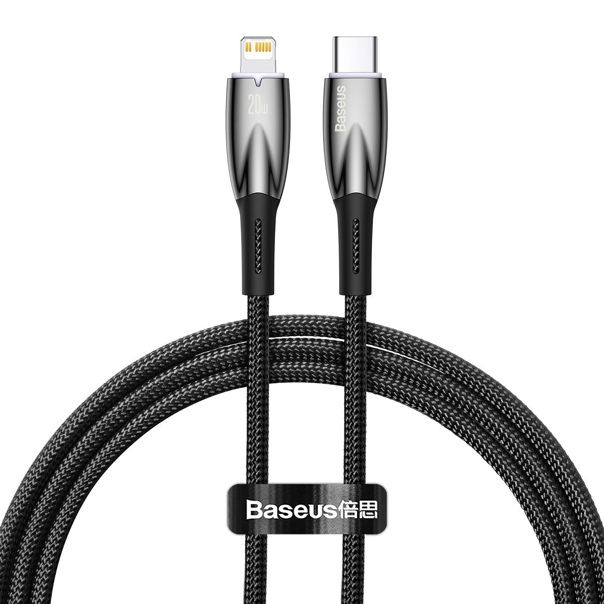 USB-C Data and Charging Cable - Lightning Baseus Glimmer Series, 20W, 1m, Black CADH000001