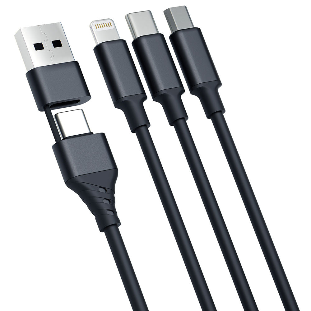 USB-A / USB-C - Lightning / microUSB / USB-C 3MK Hyper Charging Cable, 12W, 1.5m, Black