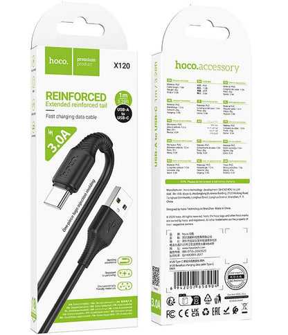 USB-A to USB-C Data and Charging Cable HOCO X120, 60W, 1m, Black