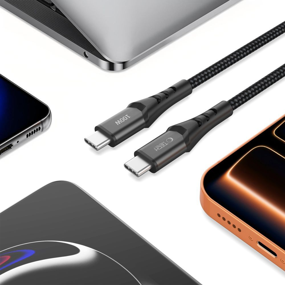 USB-C Data and Charging Cable - USB-C Tech-Protect UB11T Ultraboost, 100W, 2m, Black
