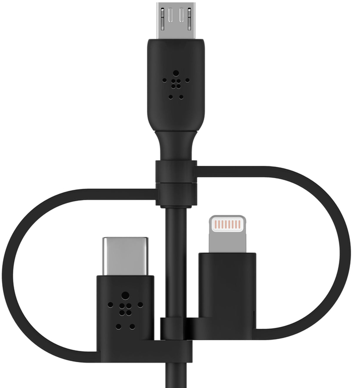 Belkin BoostCharge USB-A to Lightning / microUSB / USB-C Data and Charging Cable, 15W, 1m, Black CAC001bt1MBK