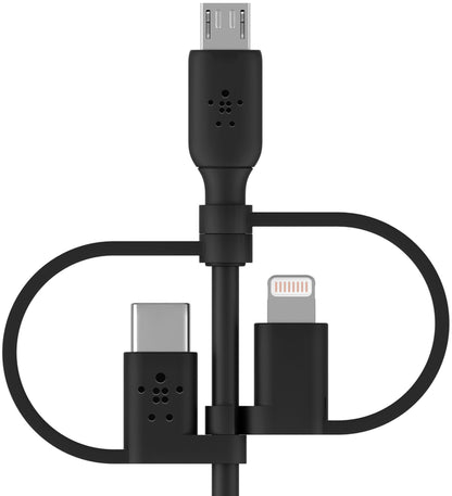 Belkin BoostCharge USB-A to Lightning / microUSB / USB-C Data and Charging Cable, 15W, 1m, Black CAC001bt1MBK