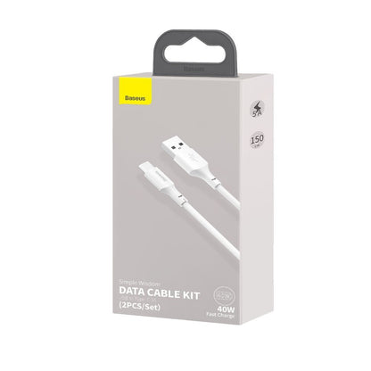 Data and Charging Cable USB-A - USB-C Baseus, 40W, 1.5m, White TZCATZJ-02