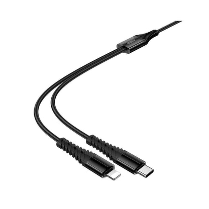 USB-C - Lightning / USB-C HOCO X123 Charging Cable, 10W, 1m, Black